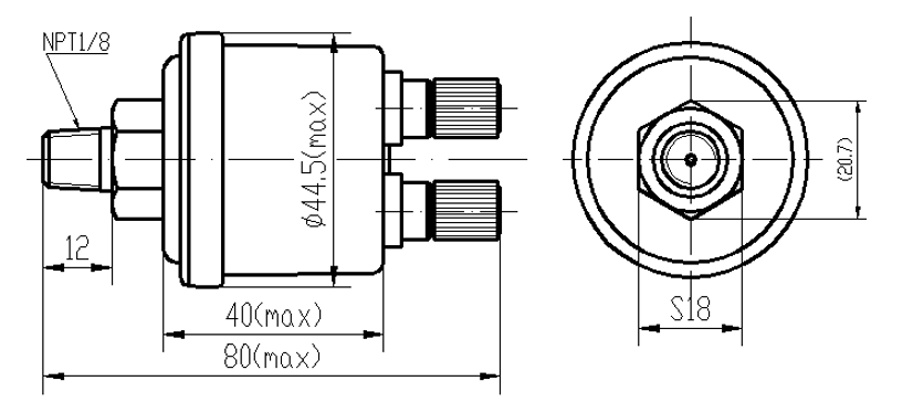 SRP-TR-0-10 TRANSDUSER TEKANAN OLI MEKANIS TANPA ALARM