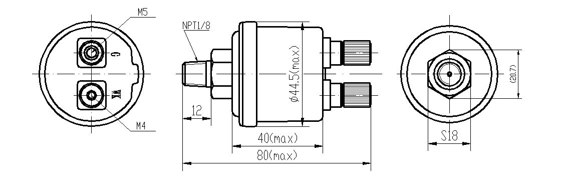 سنسور فشار هوا موتور روغن فیلم ضخیم 0-5 بار با زنگ هشدار JUP00028B SRP-TR-0-10