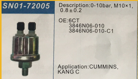 3846N-010/EQ153 TRASDUTTORE DI PRESSIONE DEL SENSORE DI PRESSIONE DELL'OLIO MOTORE CUMMINS